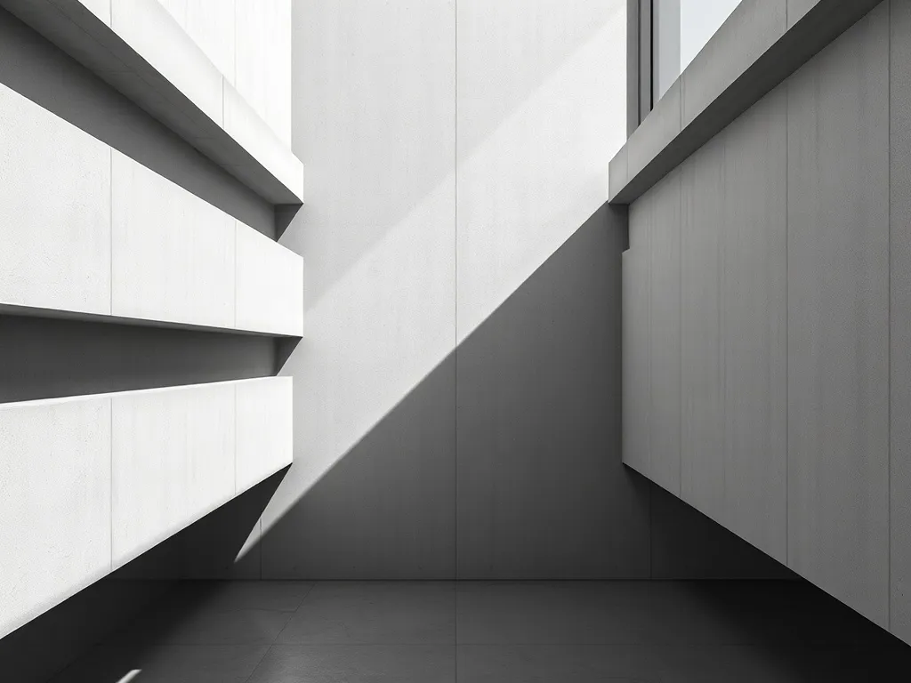 A minimalist architectural shot of clean concrete lines and