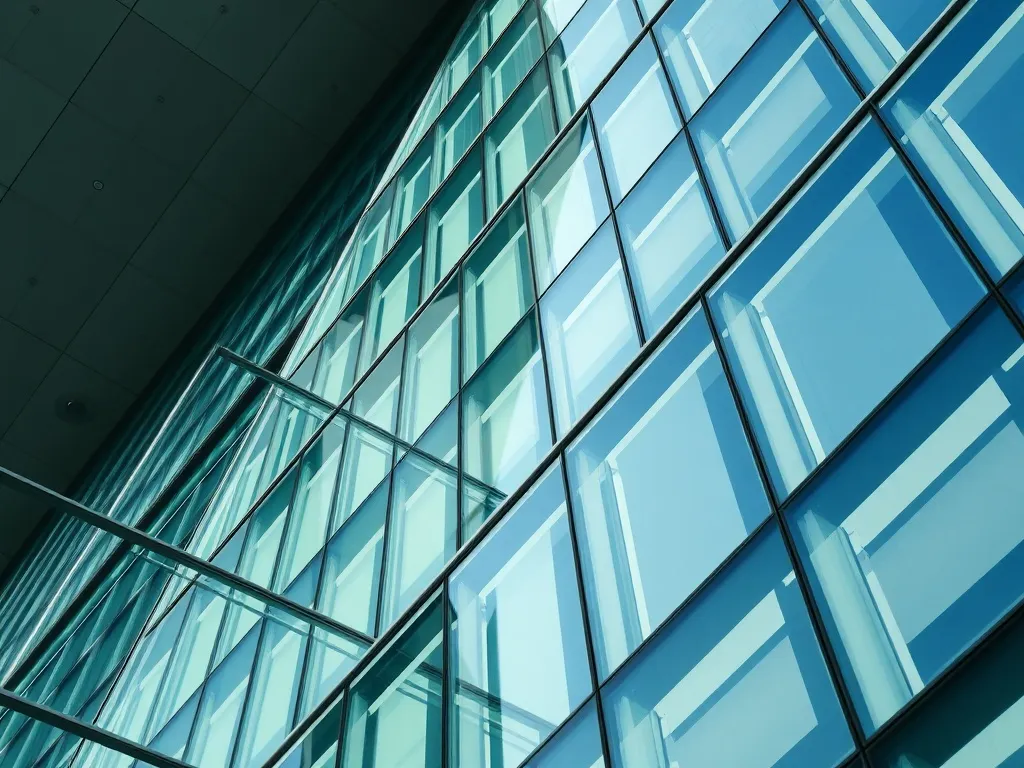 A clean, architectural detail of a modern building with shar